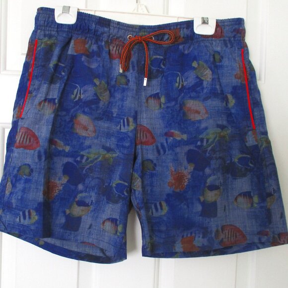 Bugatchi Uomo Mens Blue PolyCotton Lined Swim Trunk NWOT - Size 34W-38W or Large - Picture 3 of 5